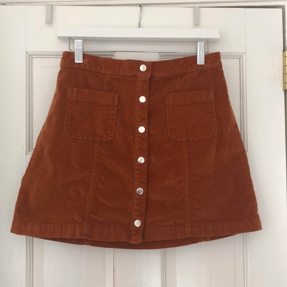Orange Urban Outfitters Button-up Skirt